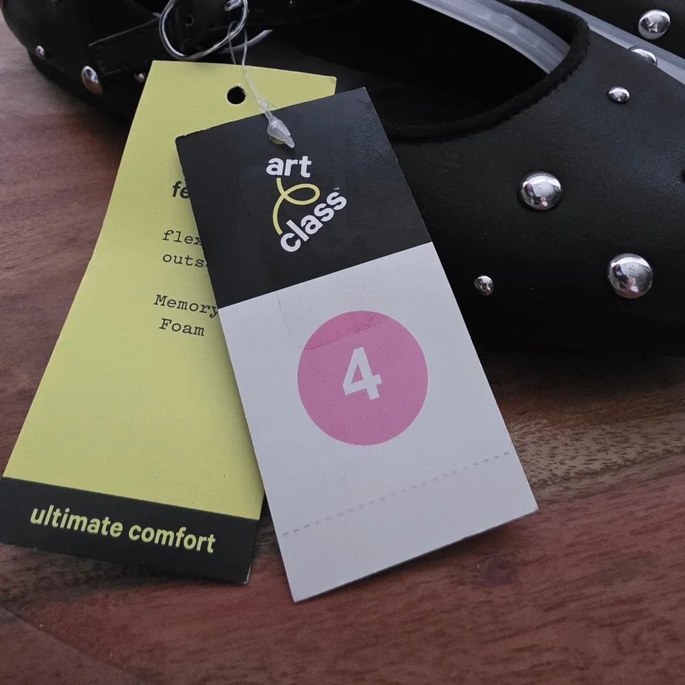 Art Class Madison Flats Kids Size 4 Black NEW Studded Mary Jane Shoes